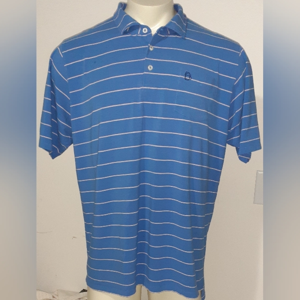 B. Draddy Mens Golf Pima/Spandex Short Sleeve Stripe Polo Shirt Size XL